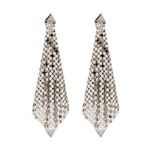 Paco Rabanne FLEXIBLE SILVER MESH DIAMOND EARRINGS